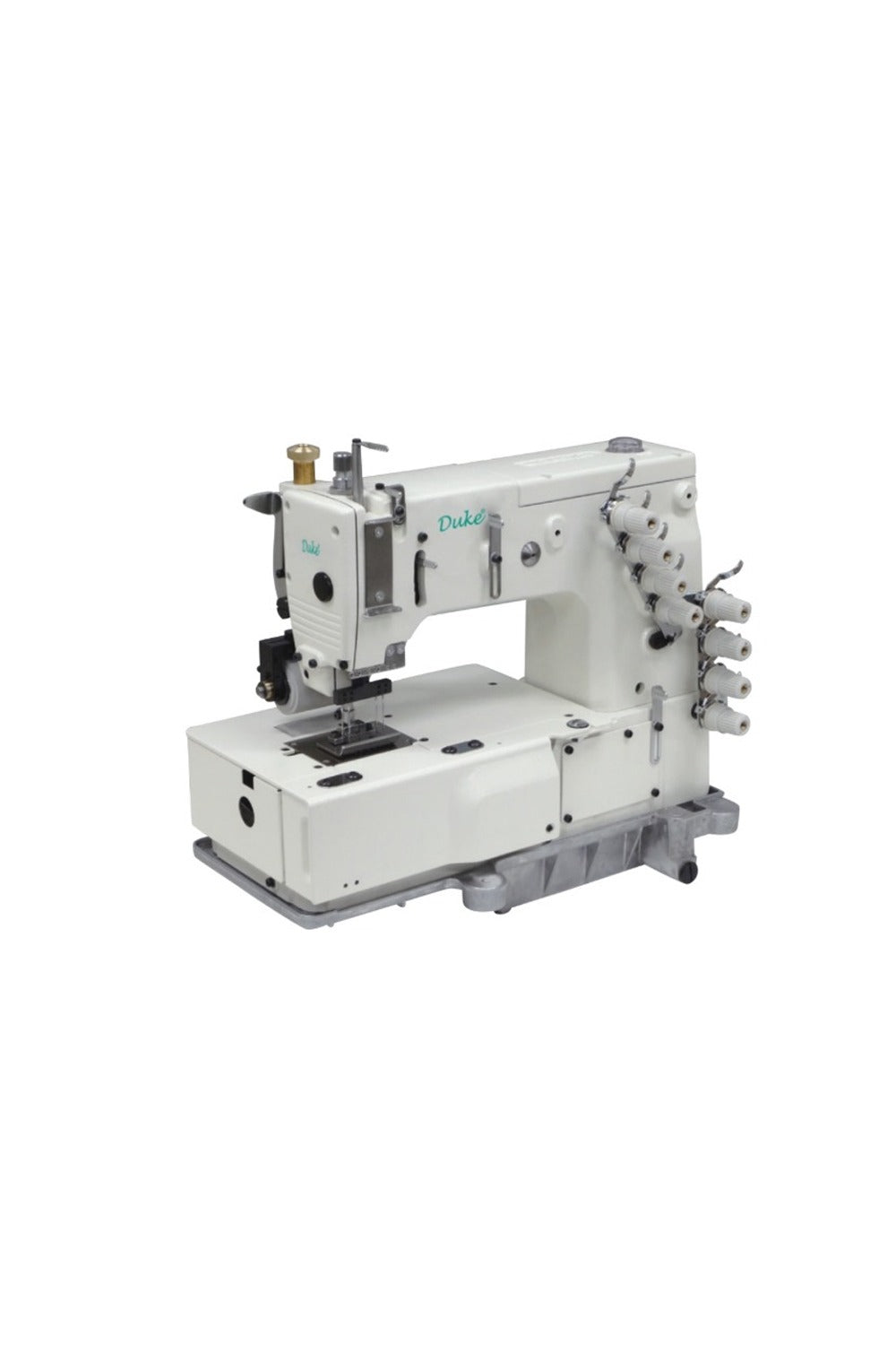 Duke 11/eleven needle, flatbed multi-functional machine with smooth puller for shirt fronting