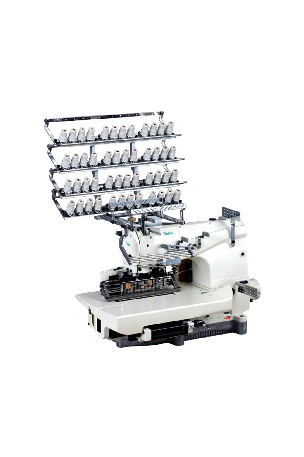 Duke 33/thirty three needle flatbed double chain stitch machine for shirring and smoking with servo motor